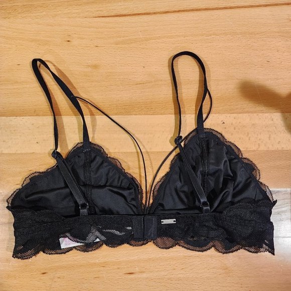 PINK Victoria's Secret Lace Triangle Cage Bralette Lightweight Scalloped sz SM - Picture 4 of 12